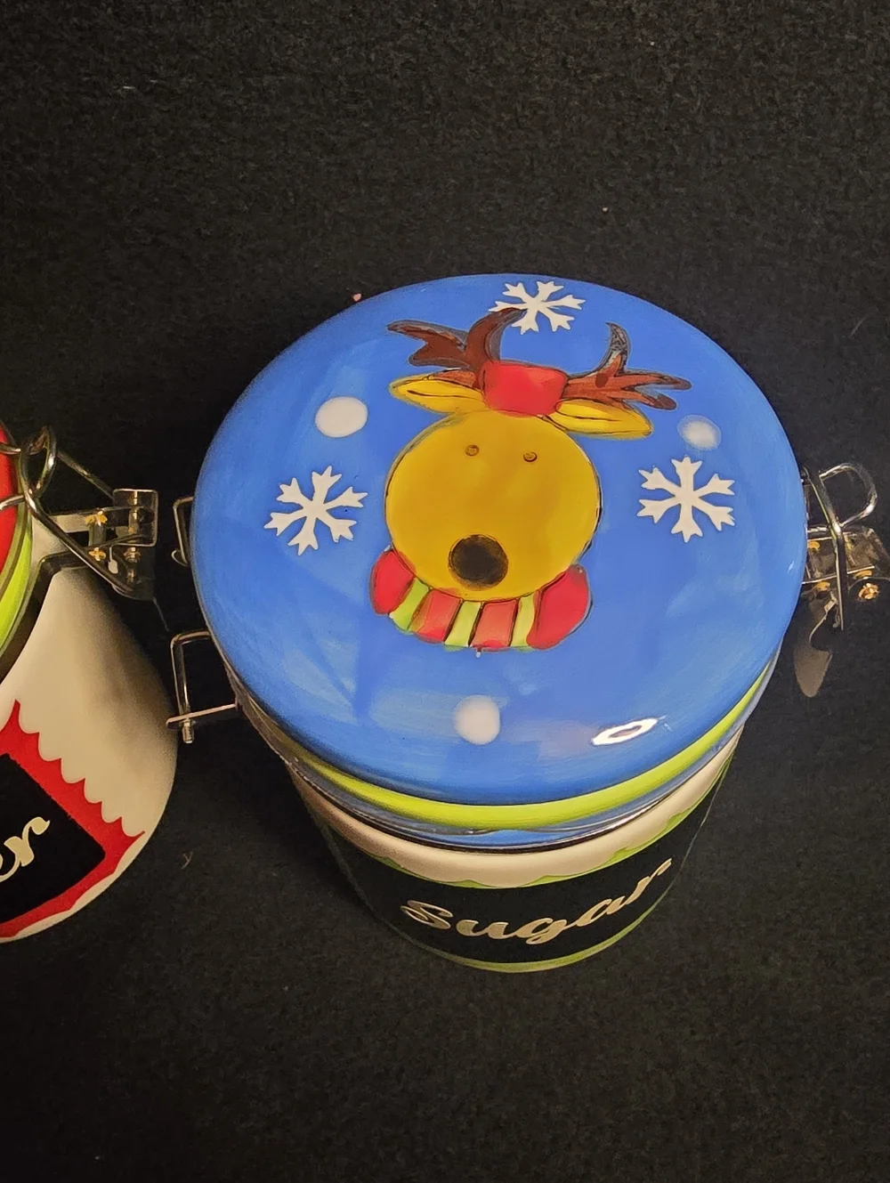 Ceramic Creamer & Sugar Canister Set with Colorful Lids